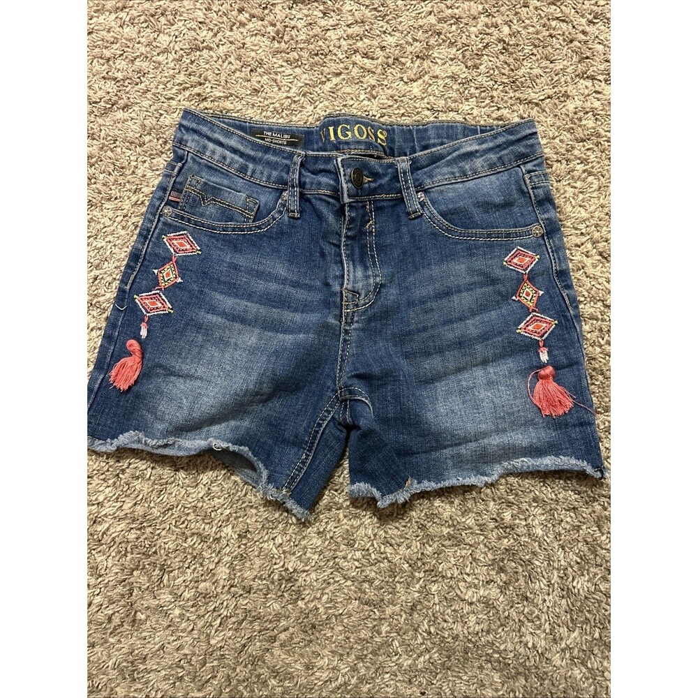 Vigoss Girls Denim Shorts The MALIBU MID SHORTS Trimmed Size 14 EUC